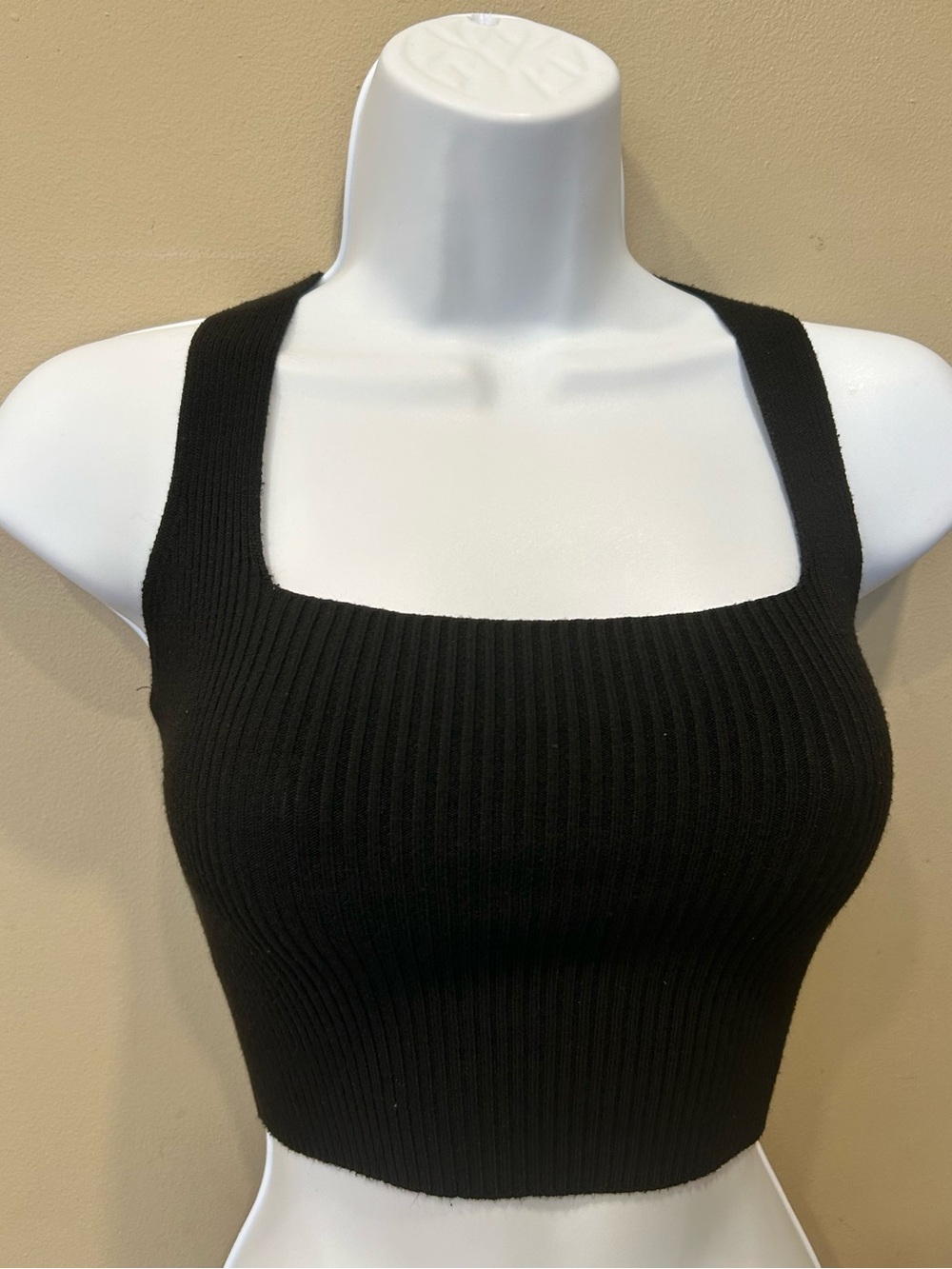 Dreamers by Debut Black Crop Tank Top Open Back Y2K Medium